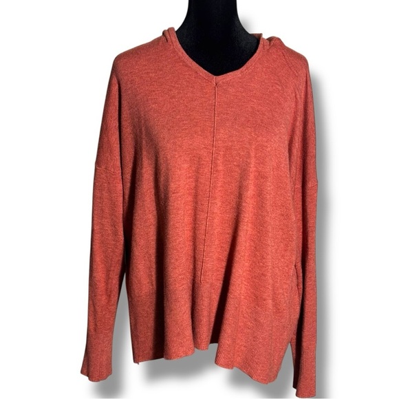 Dreamers Tops - Dreamers Cozy Super Soft Long Sleeve V Neck Rust Hoodie
